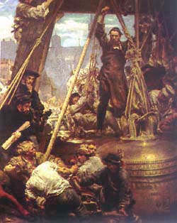 making of the Sigismund bell in Krakow, painted by Jan Matejko