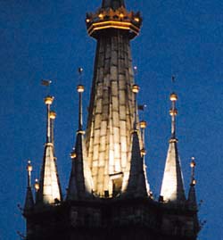 roof of Krakow's St. Mary church with golden crown